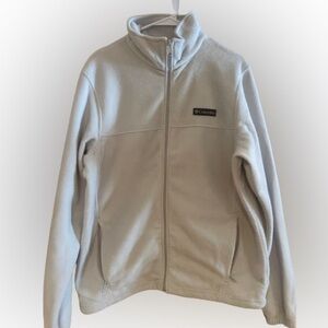 Columbia, men’s, full zip, white fleece jacket, size medium